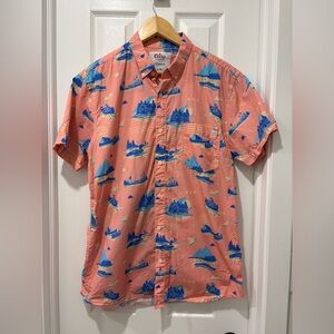 Coors Light Team Ltd Coral Blue Graphic Men's Shirt Button up Large Mens